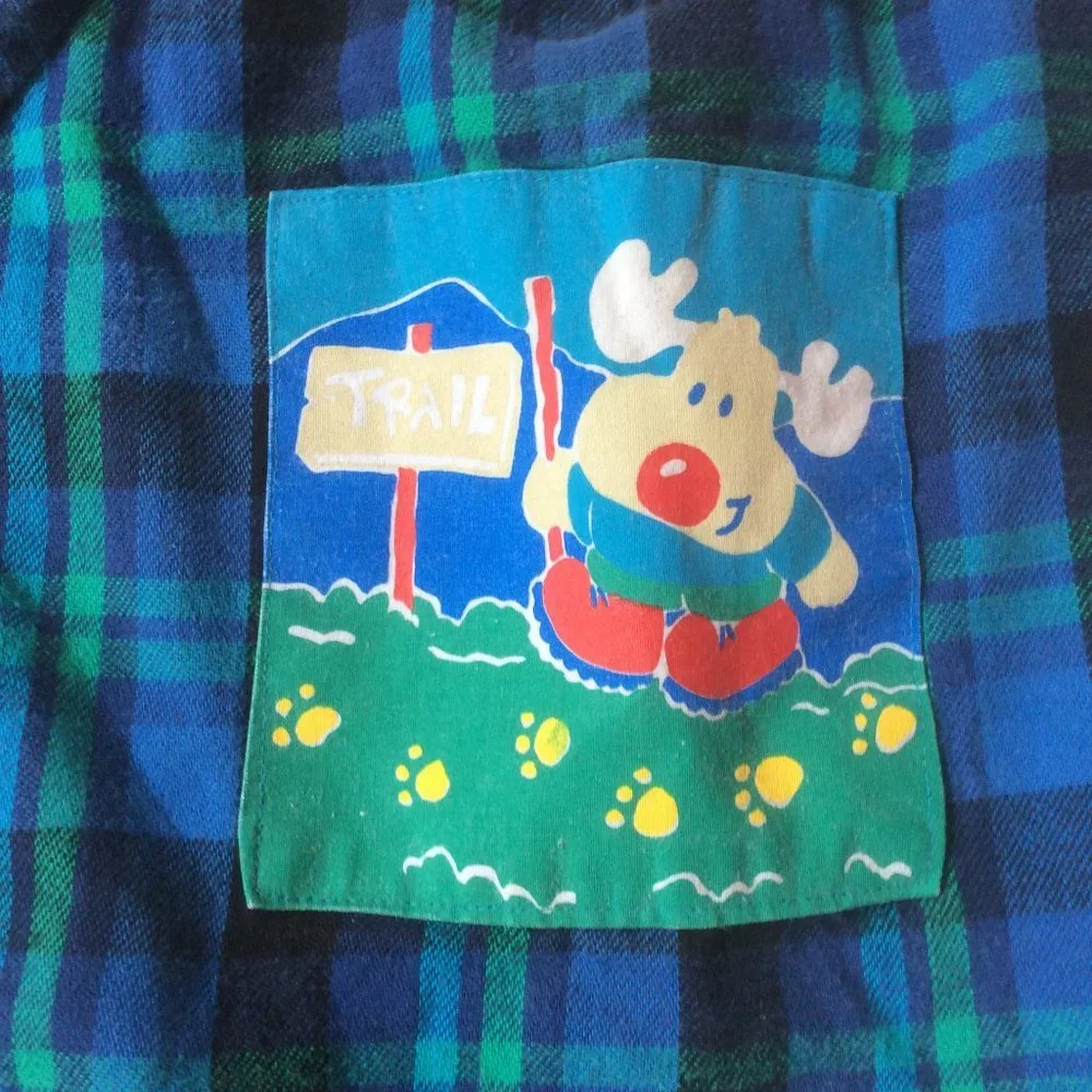 Buster Brown Vintage Plaid Flannel Jogger 1-Piece Moose Size 3-6 Months - Picture 2 of 6